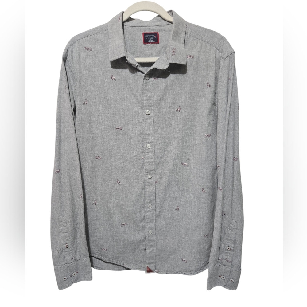 UNTUCKit Moose Print Pastora Men's Long-Sleeve Button-Down Shirt XL